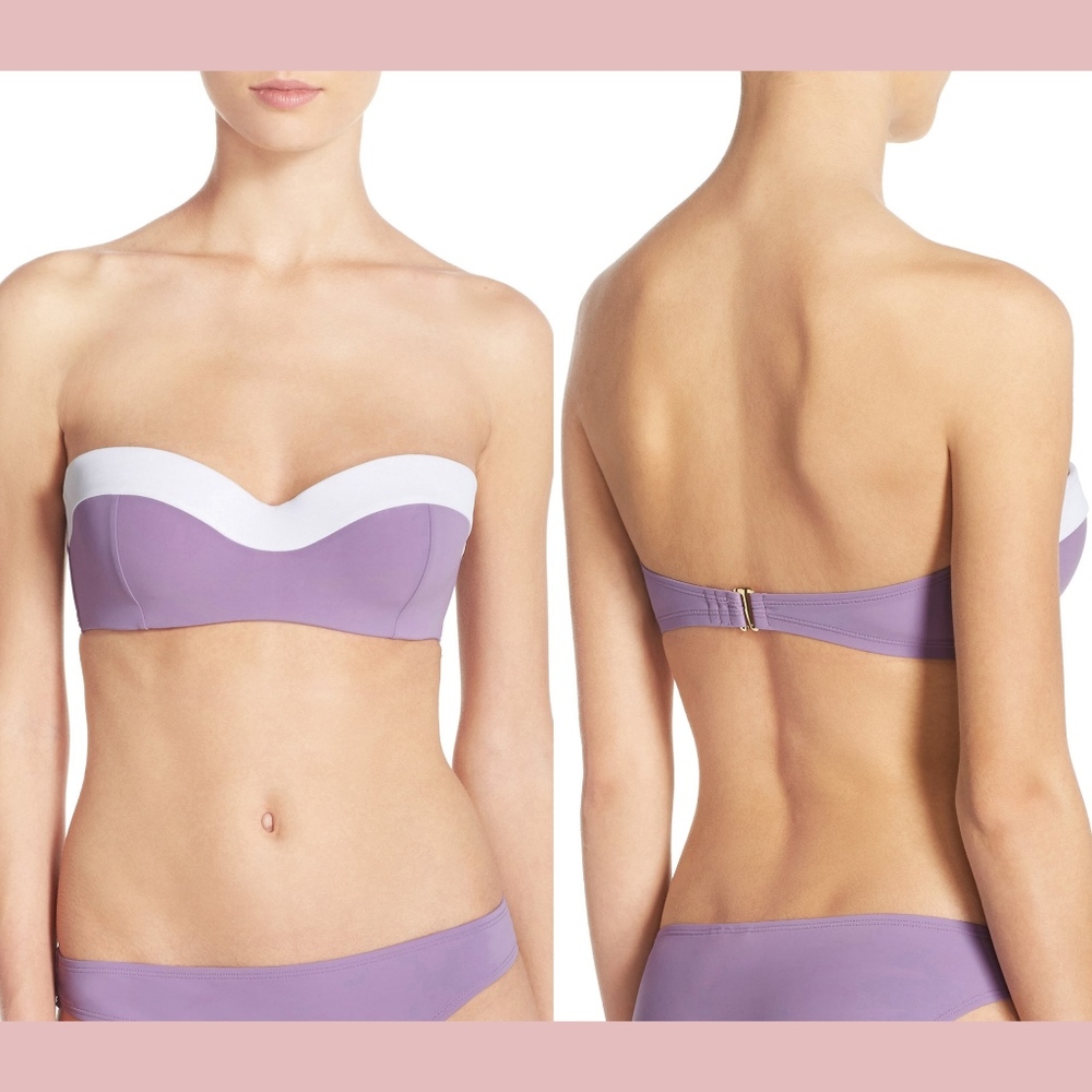 NWT Tory Burch Laurito‎ Bandeau Bikini Top Purple Provence/White [ Medium ]